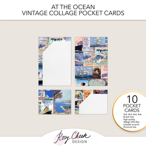 At the Ocean Vintage Collage Pocket Cards